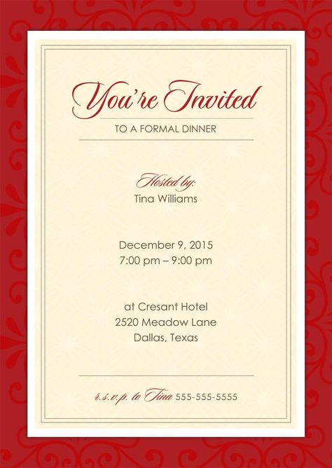 Formal Dinner Invitation, Dinner Invitation Wording, Formal Invitations, Birthday Dinner Invitation, Formal Dinner Party, Invitation Card Birthday, Dinner Invitation Template, Dinner Party Invitations, Birthday Dinner Party