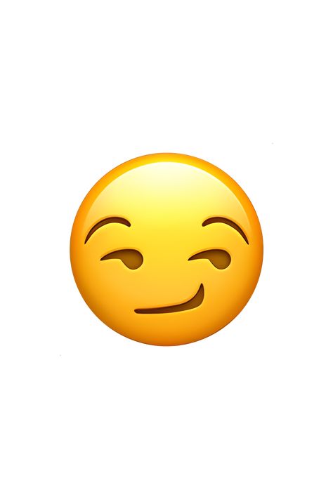 The 😏 Smirking Face emoji depicts a yellow face with a sly, mischievous expression. It has a half-smile on one side of its mouth and one eyebrow raised in a suggestive manner. The eyes are looking to the side, indicating a sense of secrecy or hidden meaning. The overall appearance of the emoji is one of confidence and playfulness. Smirking Emoji With Hand, Smirking Apple, Smirk Expression, Raised Eyebrow Emoji, Smirk Emoji, Eyebrow Raised, Mischievous Expression, Smirk Face, One Eyebrow Raised
