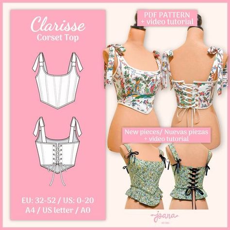 Joana Patterns Free Corset Pattern, Corset Pattern Free, Corset Top Pattern, Corset Sewing, Bustier Pattern, Corset Sewing Pattern, Bodice Pattern, Corset Pattern, Cotton Poplin Fabric