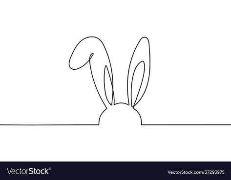 One Line Bunny Tattoo, Easter Line Drawings, Simple Bunny Drawing, Bunny Ears Tattoo, Bunny Line Drawing, Easter Line Art, Line Art Bunny, Bunny Line Art, Easter Bunny Drawing