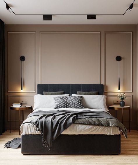 These bedrooms balance trends with timelessness to inspire a spectacular—and relaxing—space. Small Bedroom Interior Design Luxury, Soft Glam Bedroom Ideas, Small Room Interior Design Bedroom, Wall Ideas For Small Bedroom, Bedroom Ideas For Small Rooms Dark Wood, Small Apartment Master Room, Wall Color Inspo Bedroom, Accent Wall With Quarter Round, Asymetrical Window Behind Bed