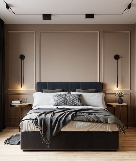 These bedrooms balance trends with timelessness to inspire a spectacular—and relaxing—space. Small Bedroom Interior Design Luxury, Suite Bedroom Luxury, Soft Glam Bedroom Ideas, Wall Ideas For Small Bedroom, Bedroom Ideas For Small Rooms Dark Wood, Modern Classic Master Room, Small Room Interior Design Bedroom, Small Apartment Master Bedrooms Decor, Luxury Bedroom Colors