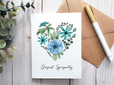 Sorry For Your Loss Watercolor Cards, Sympathy Watercolor Card Ideas, Sympathy Cards Watercolor, Sorry For Your Loss Card, Flower Quotes Inspirational, Sympathy Floral, Sympathy Greetings, Watercolour Cards, Farewell Cards