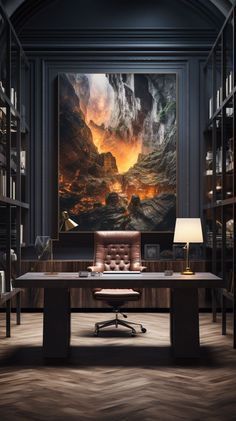 Best Home Office Design, Masculine Office Lighting, Masculine Home Office Ideas Man Cave, Gentleman Room, Unique Buildings Architecture, Masculine Home Offices, Masculine Home Office Ideas, Home Office Dark, Masculine Home