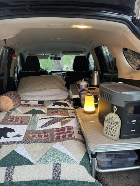 51 Car Camping Tips to Live Luxuriously [+Setup Idea Pic Inspo] Car Camping Decoration, Full Time Car Living, Rav4 Camper Conversion, Car Camping Rav4, Road Trip Camping Essentials, Rav4 Car Camping, Car Camping Suv, Car Camping Accessories, Car Camping Must Haves