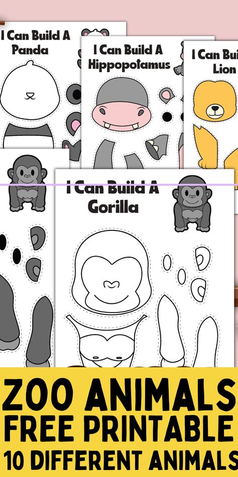 Zoo Crafts Preschool, Zoo Animals Preschool Crafts, Zoo Printables, Zoo Animals Preschool Activities, Jungle Animals Preschool, Jungle Theme Activities, Zoo Activities Preschool, Safari Animal Crafts, Zoo Animal Activities