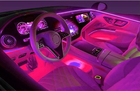 Car LED Strip Light, EJ's SUPER CAR 4pcs 36 LED Car Interior Lights Under Dash Lighting Waterproof Kit,Atmosphere Neon Lights Strip for Car,DC 12V(Pink) Pink Led Car Interior, Pink Led Lights Car, Pink And Purple Car Interior, Inside Car Led Lights, Interior Mods Car, Led Inside Car, Interior Pink Car, Pink Camaro Interior, Pink Hellcat Interior