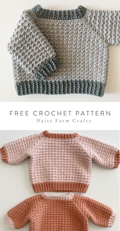 Crochet Baby Projects, Crochet Baby Sweater Pattern, Crochet Baby Sweaters, Crochet Baby Sweater, Pull Crochet, Baby Sweater Patterns, Farm Crafts, Haken Baby, Crochet For Boys