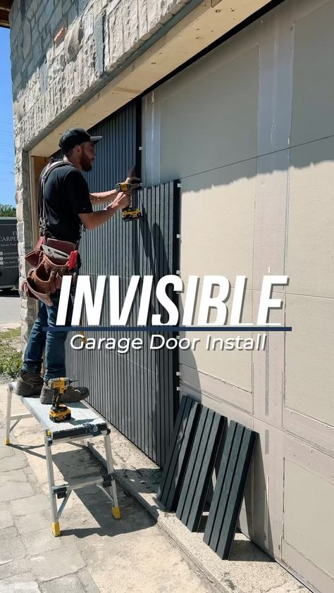 Caleb MacDonald | Invisible Garage Doors!🚪 We took existing garage doors and cladded them with these composite siding panels from @newtechwood creating… | Instagram Polycarbonate Garage Door, Garage Swing Doors, Garage Door Wraps, Trackless Garage Door, Garage Door Skin, Resurface Garage Doors, Florida Garage Doors, Garage Conversion Doors, Invisible Garage Doors