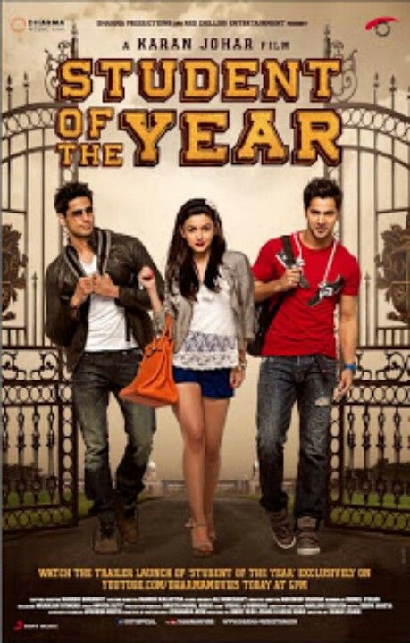 Nice movie Student Of The Year, Bollywood Posters, Romance Comedy, Karan Johar, Hindi Film, Bollywood Movie, Indian Movies, Film Review, Hindi Movies