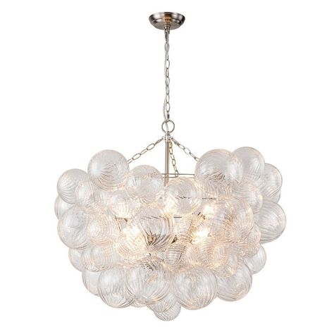 Luxury Ribbed Glass Globe Cluster Bubble Chandelier - Brass, Nickel - Bed Bath & Beyond - 38207776 Bathtub Chandelier Master Bath, Bathtub Chandelier, Glass Globe Chandelier, Cluster Chandelier, Champagne Bubbles, Bubble Chandelier, Bubble Style, Bubble Lights, Glass Globes