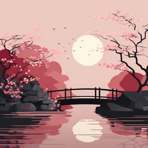 Minimalistic Japanese Park With Cherry Blossoms | Generative AI Wallpaper and Background #wallpaper #background #iphonewallpapers Kawaii, Cherry Blossom Diy Craft Ideas, Cherry Blossom Digital Art, Anime Tree Background, Cherry Blossom Pixel Art, Cherry Blossoms Anime, Japanese Cherry Blossom Wallpaper, Cherry Blossom Minimalist, Cherry Blossom Illustration