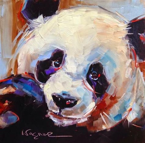 ORIGINAL CONTEMPORARY PANDA BEAR PAINTING by OLGA WAGNER - Original Fine Art for Sale - © by Olga Wagner Panda Bear Art, Animal Paintings Acrylic, Color Day, Panda Painting, Bear Painting, Tableau Pop Art, Bear Paintings, Panda Art, Animals Artwork