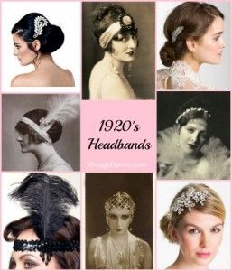 History of 1920s headbands, head dresses, combs, and tiara's. Everything for a well dressed head.  http://www.vintagedancer.com/1920s/six-1920s-headband-styles-you-can-wear-today/ 1920s Accessories, Style Année 20, Flapper Girls, 1920s Headband, Flapper Headpiece, Gatsby Headpiece, 1920s Hair, Hair Comb Clips, Flapper Headband