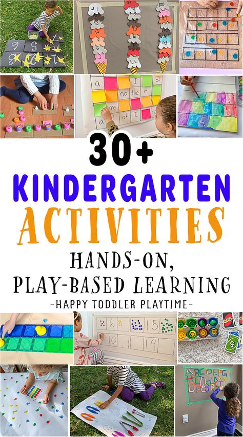 30 Play-Based Learning Kindergarten Activities - HAPPY TODDLER PLAYTIME Play Based Learning Kindergarten, Fun Kindergarten Activities, Play Based Kindergarten, Project Based Learning Kindergarten, 2023 Classroom, Learning Kindergarten, Activity Based Learning, Learning Activities For Kids, Literacy Activities Kindergarten