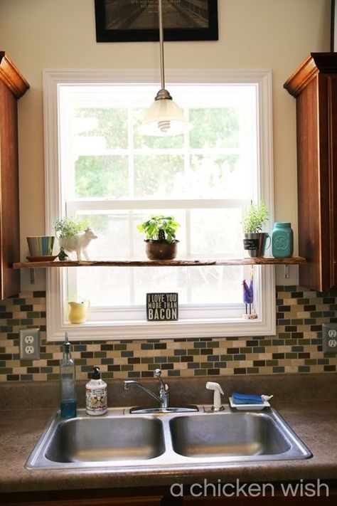 Kitchen Window Designs, Kitchen Window Shelves, Modern Kitchen Window, Kitchen Garden Window, Kitchen Window Decor, Kitchen Window Design, Shelf For Kitchen, Window Shelf, Window Designs