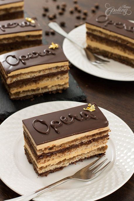 Opera Cake :: Home Cooking Adventure Chocolate Cake With Coffee, Opera Cake, French Cake, Chocolate Torte, Dessert Aux Fruits, Cake Chocolat, French Dessert, French Desserts, Fancy Desserts