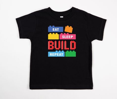 Excited to share this item from my #etsy shop: Eat Sleep Build Repeat |Block Building Kids Shirt| Lego shirt | Lego Birthday Shirt Boys, Lego Shirt Ideas, Lego Tshirt, Lego Shirts, Block Building, Cutest Clothes, Lego Birthday Party, Pokemon Birthday, Lego Birthday