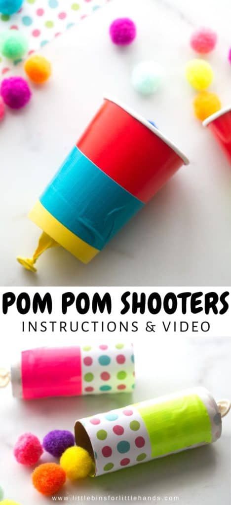 Pom Pom Shooter Craft for Easy Indoor Fun! | Little Bins for Little Hands Pom Pom Shooter, Winter Stem Activities, Ruler Crafts, Babysitting Activities, Babysitting Crafts, Aktiviti Kanak-kanak, Tinker Toys, Colored Tape, Kids Homemade