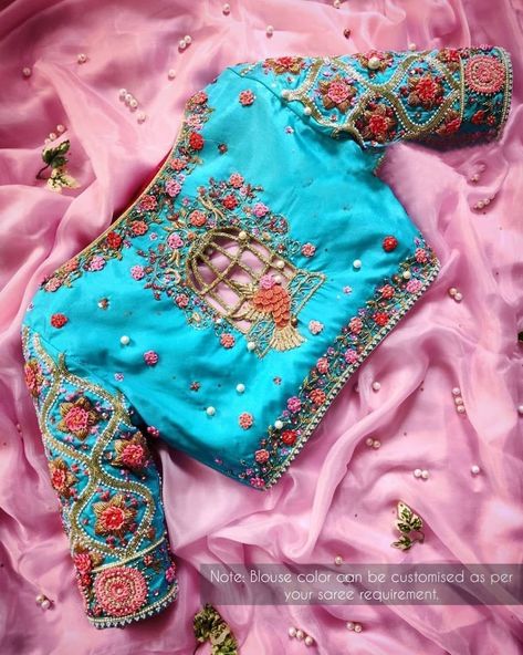 Modern Blouse, Readymade Blouses Online, Maggam Blouse, Designer Blouses Online, Maggam Work Blouse, Aari Blouse, Pearl Work, Rangoli Border, Brocade Blouse