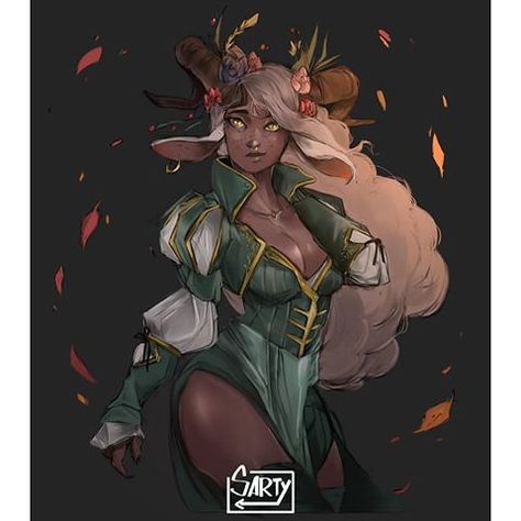 Faun Horns, Roleplay Characters, Fantasy Races, Dnd Art, Dungeons And Dragons Characters, D&d Dungeons And Dragons, Afro Art, Fantasy Inspiration, Female Character Design