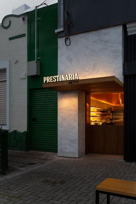 Designers Helped A Bakery Fit Into This Small Retail Space Small Retail Space, Bakery Signage, Cafe Design Inspiration, Modern Bakery, Cafe Signage, Storefront Signage, Retail Facade, Bar Signage, Retail Architecture