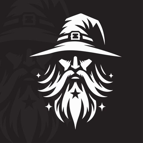 Wizard logo template | Premium Vector #Freepik #vector Wizard Logo, Wizard Art, Wizards Logo, Wedding Graphic Design, Logo Design Art, Body Reference Drawing, Studio Logo, Body Reference, Stencil Art