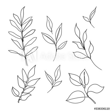 Stock Image: Set of leaves continuous line drawing art. Abstract minimal botanical art. Line Drawing Art Abstract, Leaf Line Drawing, Tattoo Leaf, Inspo Drawing, Continuous Line Tattoo, Art Abstrait Ligne, Remembrance Day Art, Gesture Drawing Poses, Line Drawing Art