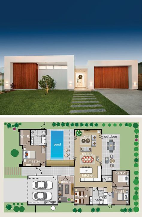 House Plans With Casita, Katrina Chambers, Modern House Floor Plans, Casa Country, Sims House Plans, House Layout Plans, Plans Modern, Hus Inspiration, House Blueprints