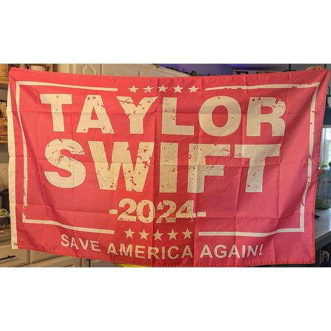 Taylor Swift 2024 Save America Flag In Pink. There Are Two Grommet Holes On One Side For Hanging. Flag Is 3'x5' Taylor Swift Flag 2024, Taylor Swift Flag, Taylor Swift 2024, Owl Rug, Flag Wall Hanging, Cloth Banners, Boho Yarn, Save America, Hanging Flag