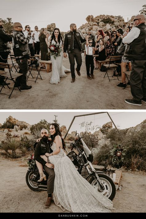 Boho Biker Wedding, Country Biker Wedding, Motorcycle Themed Wedding, Rocker Wedding Theme, Biker Wedding Ideas Decoration, Biker Theme Wedding, Viking Elopement, Rock Wedding Theme, Biker Wedding Ideas