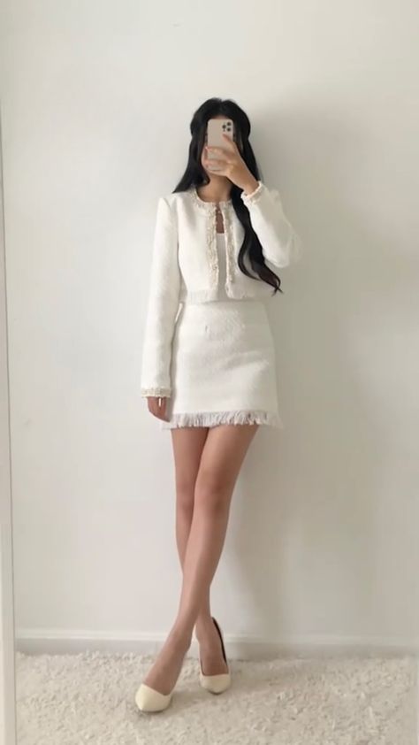 tiktok: fitsandbits Rich Korean Outfit, Formal Aesthetic Outfits For Women, Formal Asian Outfit, Korean Classy Outfits For Women, Women Elegant Outfits Classy, Royal Modern Outfits, Modern Preppy Style Classy, Classy Teen Outfits, Elegant Rich Outfit