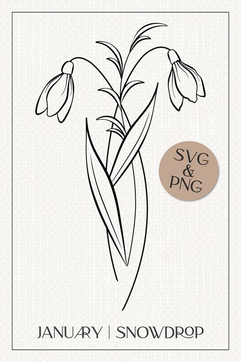 Snow Drop Flower Drawing, January Birth Flower Tattoo Snowdrop, January Flower Tattoo Birth Month, Snowdrop Flower Drawing, Snowdrop Drawing, January Drawings, House Design Wallpaper, January Flower Tattoo, Snowdrop Flower Tattoo