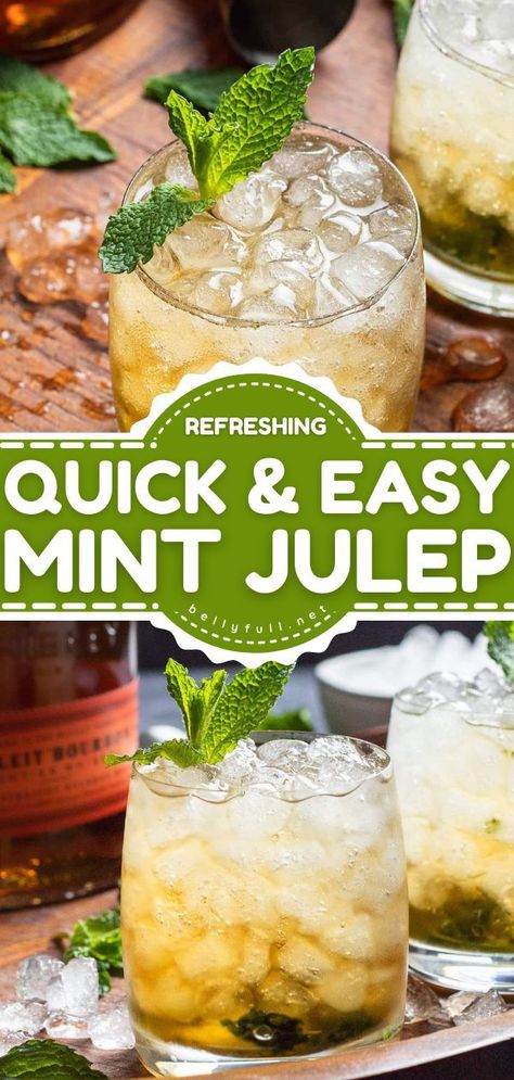 Missed Kentucky Derby? This classic Mint Julep recipe has got you covered! Not only is this alcoholic drink super easy to make at home, but it is also perfect for a hot day. Such a cool, refreshing… Easy Mint Julep Recipe, Mint Julep Punch, Best Mint Julep Recipe, Mint Julep Recipe Non Alcoholic, Mint Julep Recipe Kentucky Derby, Kentucky Derby Drinks, Mint Julep Cocktail, Julep Recipe, Derby Party Food