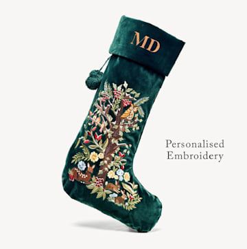 Natal, Embroidery On Velvet, Baby Christmas Stocking, Embroidered Christmas Stocking, Harrods Christmas, Traditional Christmas Stockings, Unique Stockings, Velvet Christmas Stockings, Embroidered Stockings