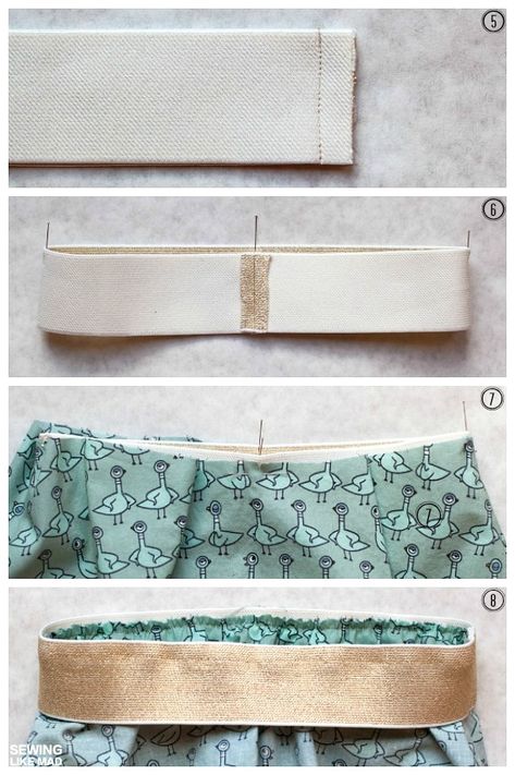 Elastic Waist Skirt Diy, Elastic Waistband Tutorial, Elastic Waist Skirt Pattern, Diy Elastic, Elastic Waistband Skirt, Diy Sewing Gifts, Sewing Equipment, Sewing To Sell, Sewing Elastic