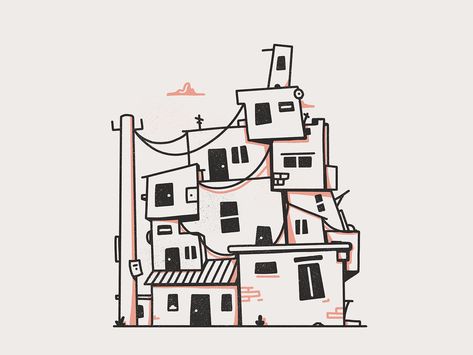 Favela by Cris   #dribbble #design #favela #illustration #dribbblers Stuff To Sketch, Doodle Art Cute, Croquis Architecture, Simple Draw, House Doodle, Doddle Art, Graphisches Design, Mini Drawings, Dessin Adorable