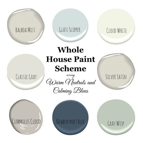 Home Paint Colors, Balboa Mist, Home Paint Color, Interior Paint Colors Schemes, Eksterior Modern, Home Paint, Farmhouse Paint, Paint Color Schemes, House Color Schemes