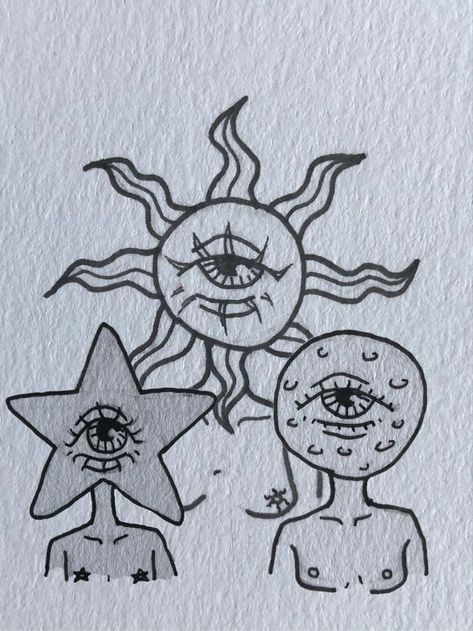 Sun, Art Drawings, Indie Drawings, Star And Moon, Art Idea, Sketchbook Art, Art Inspiration, Sketch, Moon