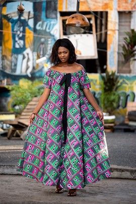 Buy African women clothing | Dashiki and ankara dress - Afrikrea Airplane Dress, Long Flared Dress, Ankara Maxi Dress, Long African Dresses, Best African Dresses, African Maxi Dresses, Crepe Gown, African Fashion Traditional, Elegant Dresses Classy