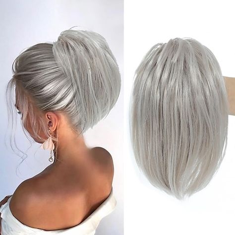 Hair Pieces Clip In, Short High Ponytail, Grey Hair Topper, Tousled Updo, Hair Pieces For Women, Messy Bun Hair Piece, Short Ponytail, Clip In Hair Pieces, Bun Hair Piece