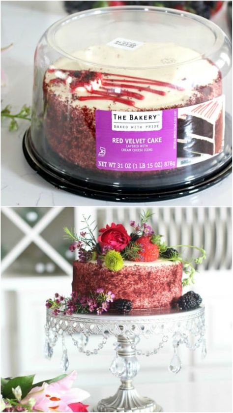 15 Grocery Store Cake Hacks That Turn An Ordinary Cake Into A Work Of Art Pie, Best Store Bought Dessert, How To Make A Store Bought Cake Look Fancy, Diy Costco Cake, Store Bought Cupcake Makeover, Grocery Store Cake Makeover Diy, Store Bought Cake Makeover Birthday, Costco Cake Makeover, Store Bought Cake Makeover