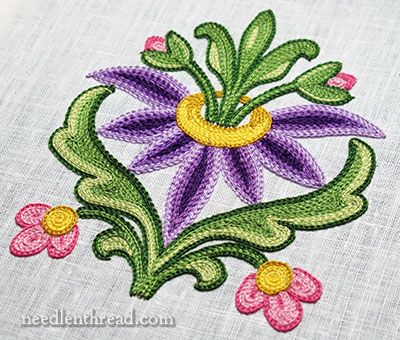 Tambour Embroidery: Flower Practice Piece:  http://www.needlenthread.com/2013/11/tambour-embroidered-flower-practice.html Flowers, Flower Varieties, Finishing Materials, Embroidered Flowers