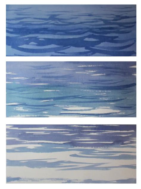 Watercolour Practice Exercises, Watercolor Water Ripples, Paint Water With Watercolor, Watercolor Water Reflection, Watercolor Ocean Easy, How To Paint Water Ripples, Painting Water In Watercolor, How To Paint Waves Watercolor, How To Watercolor Water