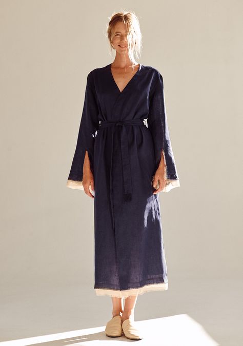 Sleeper On Vacation - Honestly WTF Lounge Wear Ideas, Linen Robes, Off The Shoulder Dresses, Linen Robe, Sleep Deprived, Shoulder Dresses, Linen Dress Women, Kurtis With Pants, Linen Fashion
