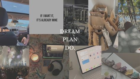 Dream Plan Do Wallpapers, Studying Inspo Wallpaper, Studying Inspo Student, Vision Board For 2023, Desktop Vision Board, Vision Board Desktop, Vision Collage, College Vision Board, Vision Board Collage