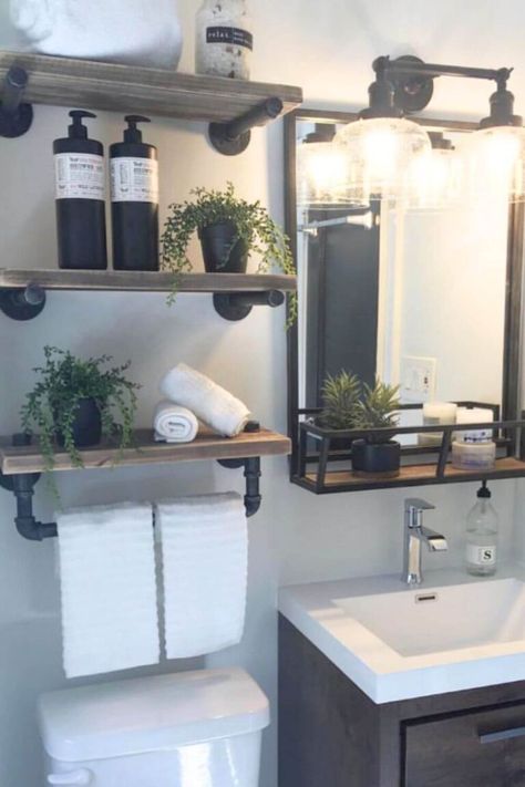 27 Very Small Bathroom Ideas To Refresh Your Tiny Bathroom – Of The Wall Small Bathroom Vanity Storage Ideas, Tiny Bathroom Shelves, Bathroom Free Standing Shelves, Tiny Square Bathroom Ideas, Shelf For Small Bathroom, Functional Small Bathroom, How To Organize Small Bathroom, Tiny Bathroom No Window, Tiny 3 Piece Bathroom