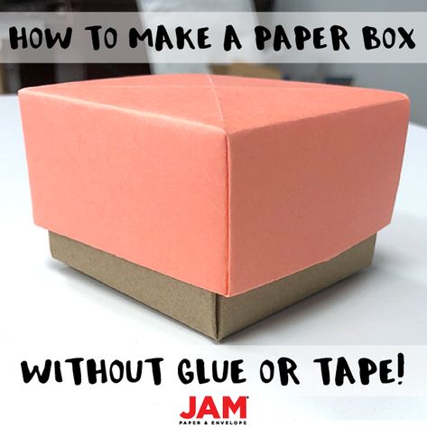 Origami Paper Box that can be used for presents or storage! Check out the step-by-step, super easy, project! Used with JAM paper! How To Make An Origami Box Step By Step, Diy Box Out Of Paper, Mini Paper Box Tutorial, Origami Box Easy Step By Step, How To Make A Box Out Of Paper Easy, How To Make Paper Boxes Step By Step, Small Origami Box Easy, Diy Paper Boxes Easy Step By Step, Origami Box With Lid Step By Step