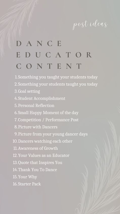 Dance Studio Organization, Dance Studio Bulletin Board Ideas, Dance Content Ideas, Dance Studio Social Media Posts, Dance Journal Ideas, Dance Teacher Quotes, Dance Terminology, Dance Classroom, Dance Improvisation