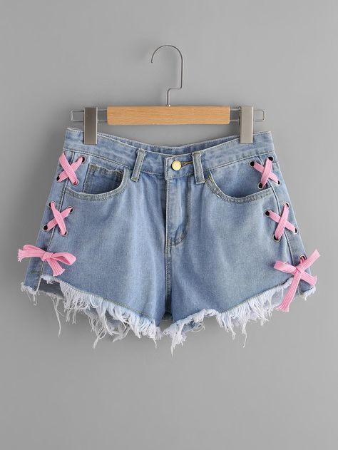 Upcycling, Diy Clothes Jeans, Mode Kimono, Short Denim Skirt, Kleidung Diy, Kawaii Fashion Outfits, Mein Style, Tween Outfits, Denim Shorts Women